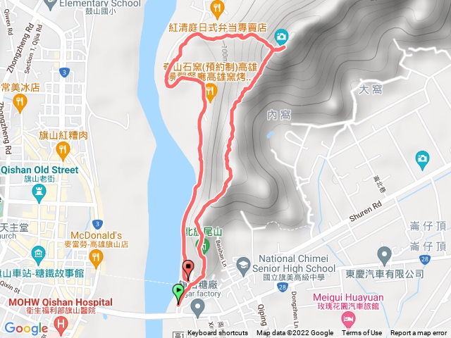 旗尾山，一上三下