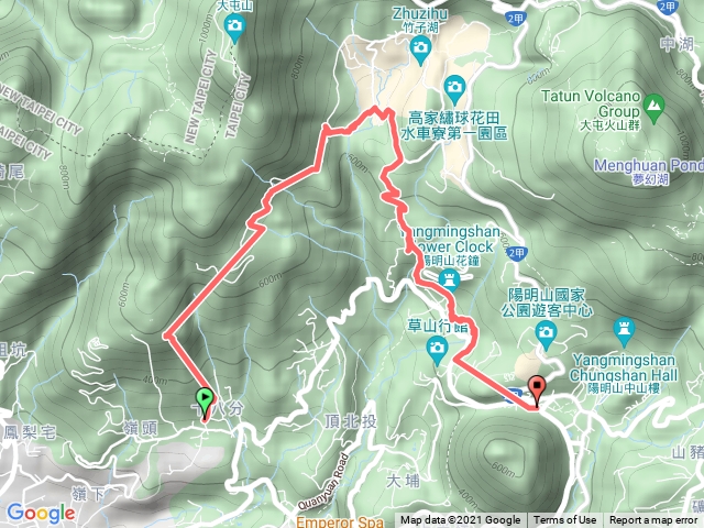 中正山，竹子湖，大屯瀑布，陽明山總站