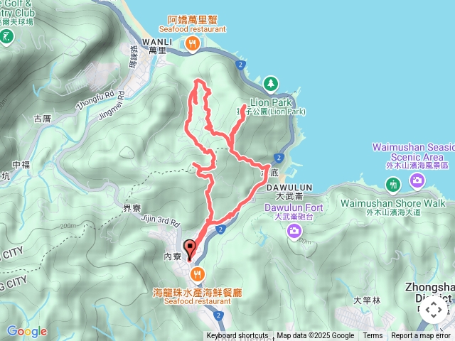 20250225基隆-武聖街站-大路嶺古道-瑪鋉埤-瑪鋉山-瑪鋉山東峰-萬中瀑布-大武崙澳古道-鄭家古厝-瑪鋉山東北峰-濱海公路-玄德宮