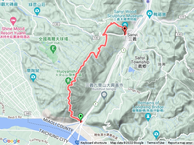 火炎山縱走慈濟茶園經四月雪小徑下三義木雕博物館