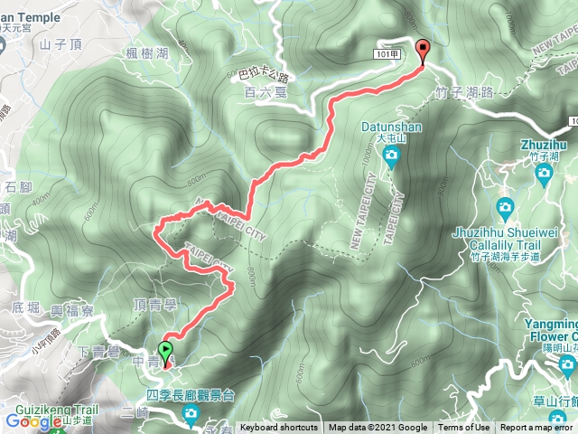 清天宮→向天池→向天山→面天山→二子坪休憩區→二子坪遊客服務站