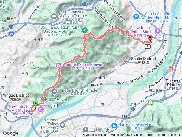 鶯樹縱走12連峰，鶯歌火車站，北鶯公園，鶯歌石觀景台，鶯歌石山，彰埔坑山，光明山，阿南坑山，百年大榕樹，望湖山，石灰坑山，大棟山，秋壇山，大青坑崙，青龍嶺，尖棟山，大同山，南寮福德宮，樹林火車站