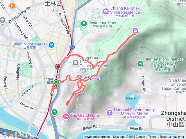 2025-10-12 劍潭山P形連走─圓山水神社→微風平台→北眼平台→森林方舟→劍潭山→老地方→毌忘在莒步道→銘傳大學