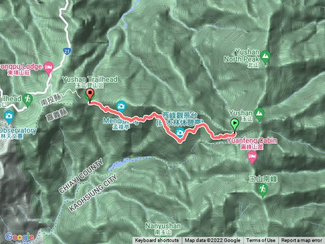 玉山登山口到排雲路線