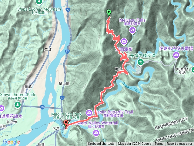 鳴海山機車上山路線預覽圖