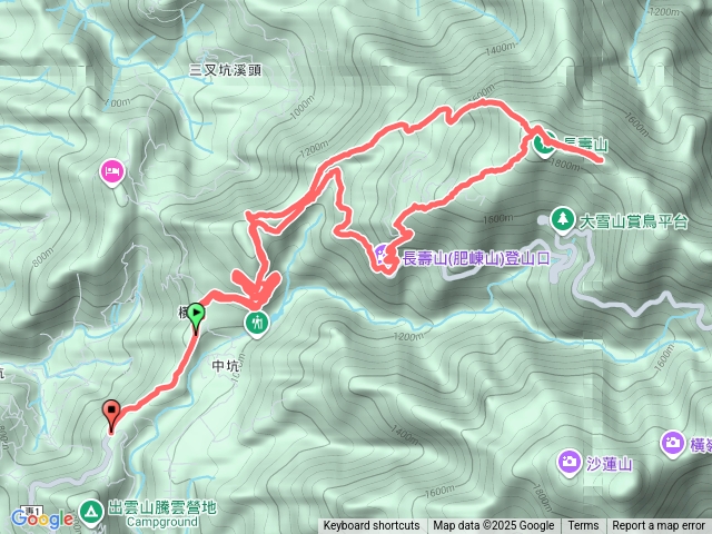 大雪山林道(15k-17.8K)→鳶嘴西稜線→長壽山→夫妻樹→長壽山步道→大雪山林道(19.8k-14K)