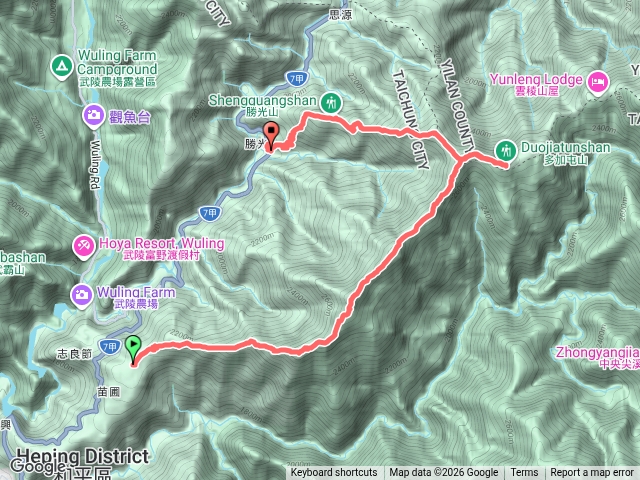 青葉農場-平岩山-多加屯前峰-多加屯山-勝光山