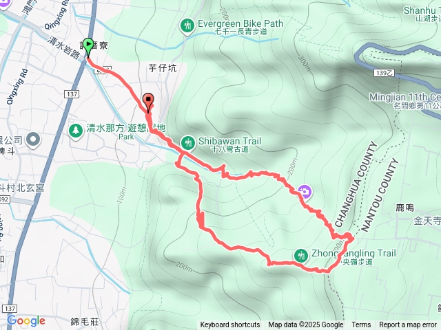 清水岩走二峰步道、中央嶺步道、十八彎古道