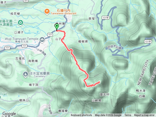 山仔頂步道至面天山來回預覽圖