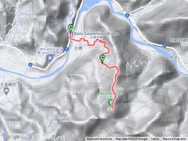 白鹿吊橋到白毛山