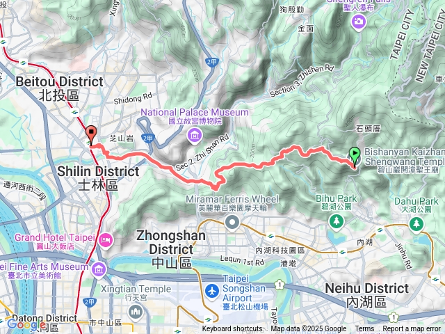 內湖碧山巖走到芝山捷運站預覽圖