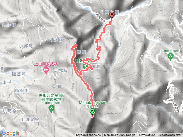 馬那邦山下，繞細道邦山後，出珠湖登山口