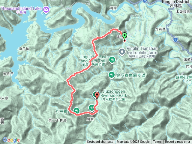 金瓜寮福德廟登火炎山群峰循稜連走芋園尖、九芎根山出親水公園。（新北坪林）預覽圖