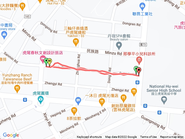 虎尾高中至7-eleven圓真門市
