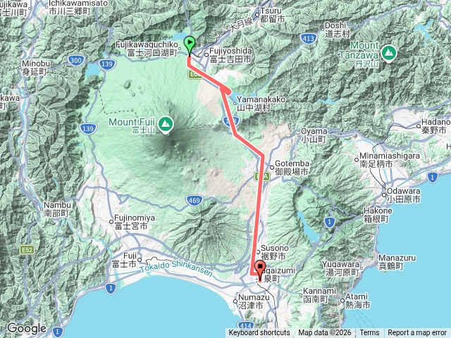 河口湖站到三島站，巴士