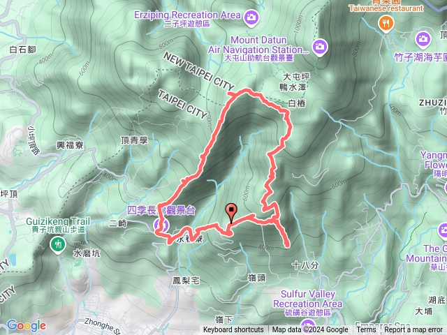 2024-11-14中正山停車場-中正山親山步道-中正山東南峰-中正山-中正山北峰-小屯山-大屯山西峰-大屯山西南峰-大屯山西南南峰-吾悅園-吳氏宗祠-永春寮步道-登山路O型