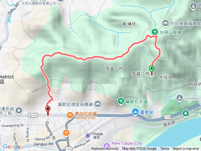 鶯歌步道涼亭牛灶山光明稜線步道忠義山(廟)林長壽圖書館。