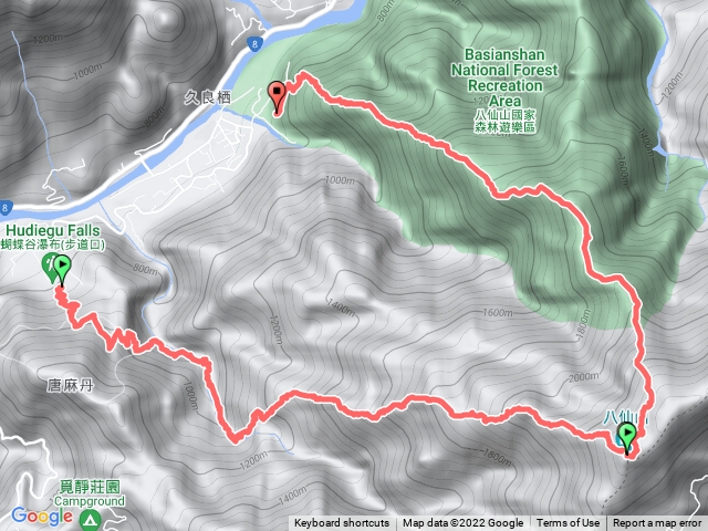 蝴蝶谷、八仙山、松鶴登山口A進B出