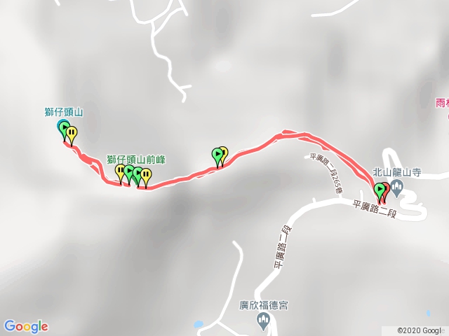 新店獅仔頭山， 北山龍山寺上的 縊勇線登山步道口上下