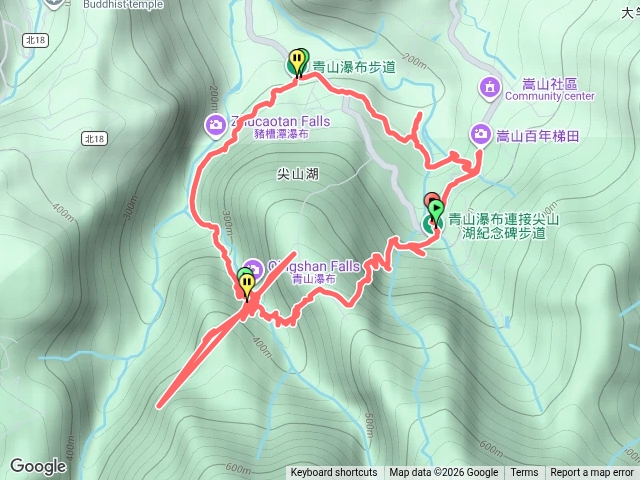 尖山湖步道．青山瀑布、嵩山梯田、尖山湖O型預覽圖