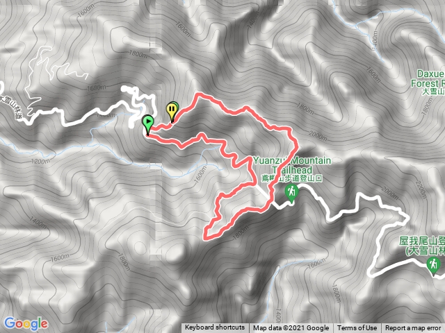 鳶嘴西南稜上醜崠山到鳶嘴山下橫嶺自然步道