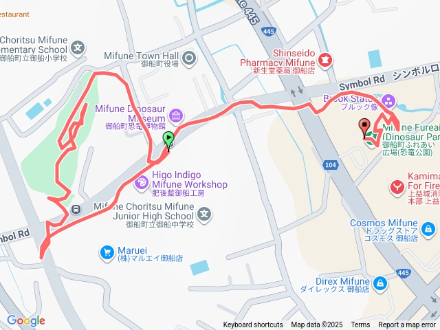 御船城跡（城山公園）、御船町ふれあい広場(恐竜公園）、布魯克銅像