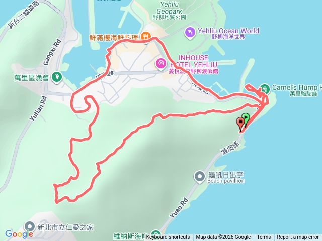 駱駝岩、野柳港山、大單面山、野柳漁港