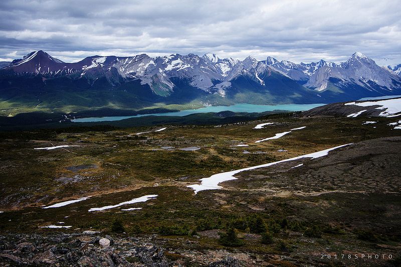 Bald Hills 山頂看 Maligne Lake