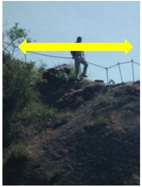 通常為左右兩側地形之橫渡(Traverse)功能，一般用於為平衡，常見固定方式以左右端之樹木或岩石為固定點，以稱人結或繩圈加單結固定，繩索長度視橫渡距離而定，不足時通常以接繩延伸；架設位置以邊坡、岩壁內側為主；如架設於外側通常用於防墜，施加重力時容易造成擺盪產生缺口而有墜落風險。此外受凸緣地形影響，橫渡路徑拉繩無法完整防護整段路線，台灣常見有兩端各延伸數米距離繩尾不固定落於地面，中間凸緣處幾乎在無防護下通過，墜落風險極高。