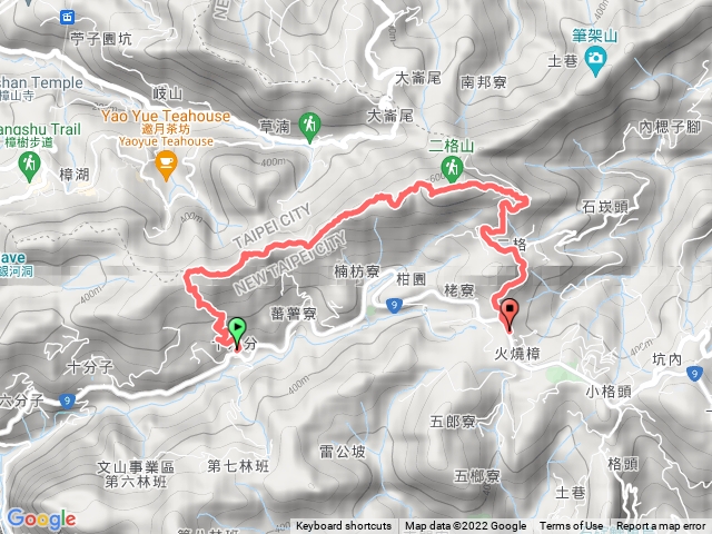 貓空尖南邦寮山二格山下切北宜路