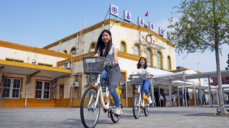 嘉義市公共自行車YouBike 2.0使用率最高為嘉義火車站。圖／嘉市府提供