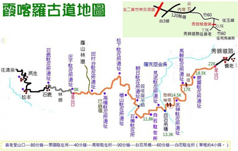 霞喀羅古道 清泉 養老 路線 運動筆記