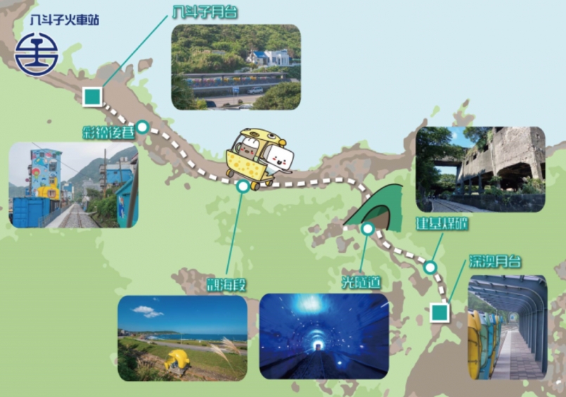 新北市八斗子車站到深澳車站過去是運煤鐵道,新北市政府觀光旅遊局運用巧思改造成「深... 新北市八斗子車站到深澳車站過去是運煤鐵道,新北市政府觀光旅遊局運用巧思改造成「深...