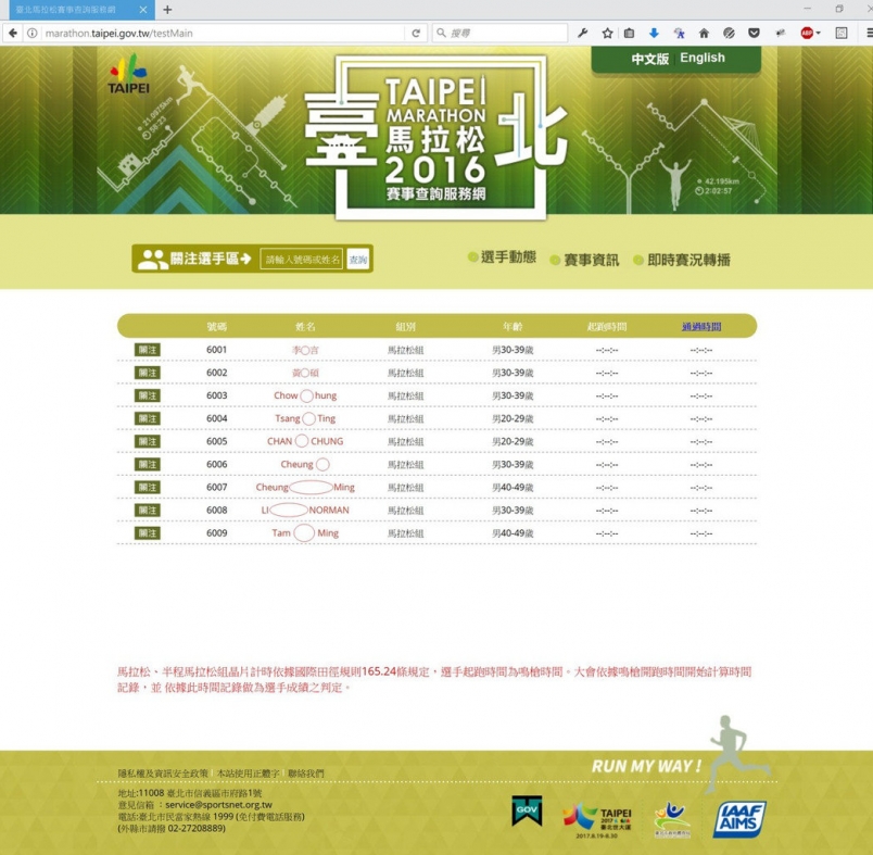 【賽事】2016台北馬拉松／北市推賽事成績即時查詢