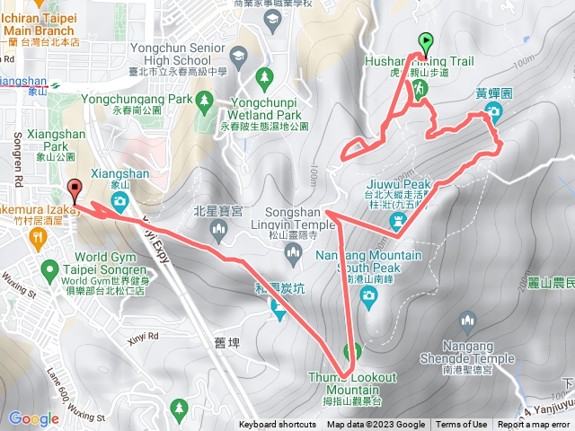 虎山親水公園＞黃蟬圓＞九五峰＞象山＞六巨石