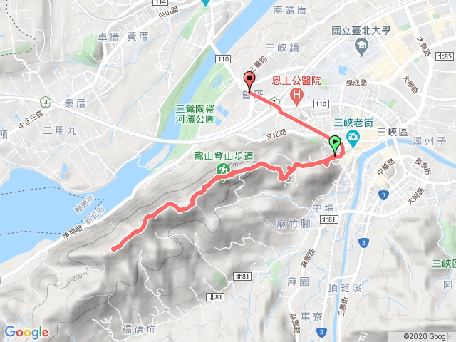 藍染公園登山口-鳶山-長春嶺-福德坑山-彩壁（折返）