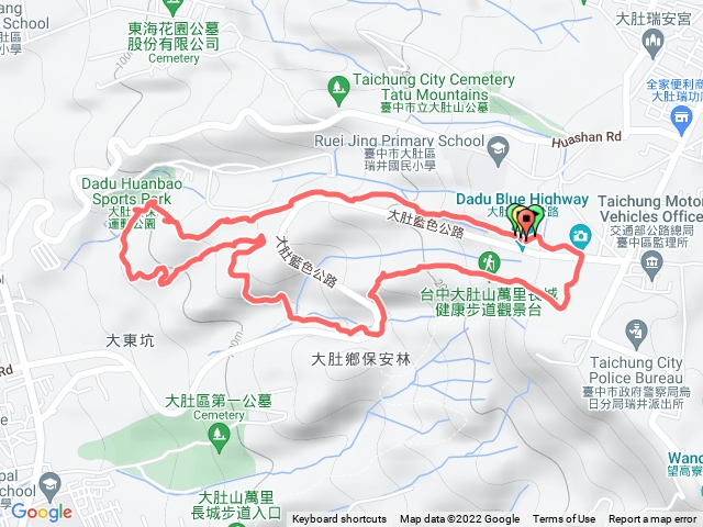 監理所環保登山步道下環保公園，環保公園南步道走支線上萬裡長城登山口，O繞