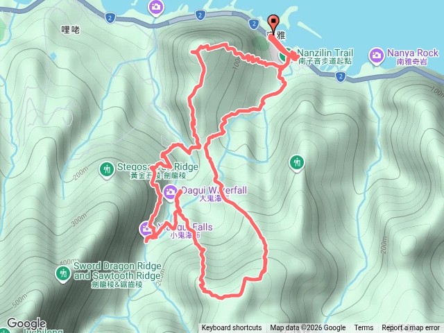 南子吝山連走小錐麓步道、小鬼瀑布、保羅尖、雙鬼小霸尖及黃金七稜O型預覽圖