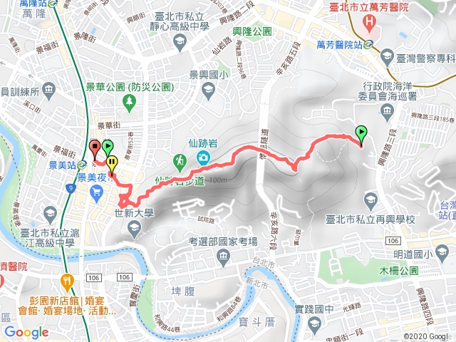 景美捷運站到仙跡岩步道