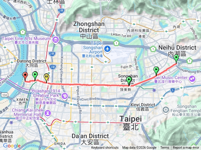 南京東路六段(石潭公園)到南京西路(環河北路一段)