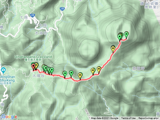 磺嘴山主峰攻頂 (2021.04. 擎天崗停車場起登-經擎天崗環形步道-左接磺嘴山步道-登頂後-原路返回擎天崗）