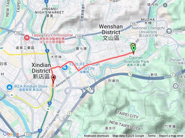 木柵至七張捷運站預覽圖