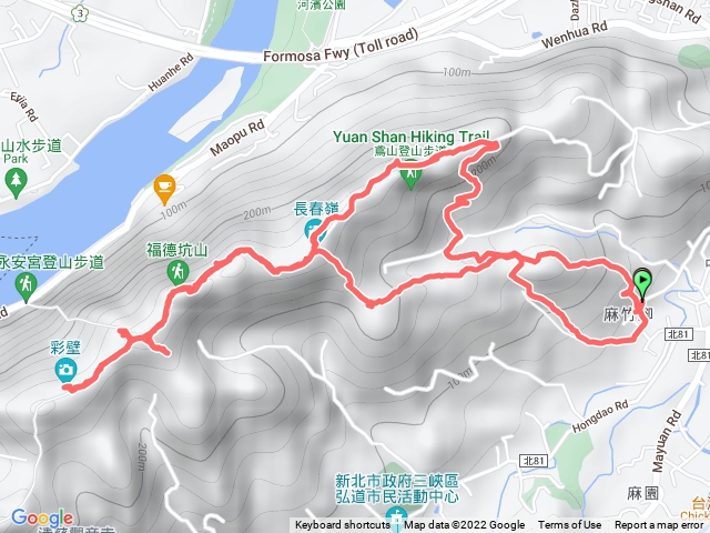 鳶尾山登山步道、鳶尾山三角點、福德坑山東峰、長春嶺、福德坑山三角點、彩壁、鳶山岩、光復鍾 P 型