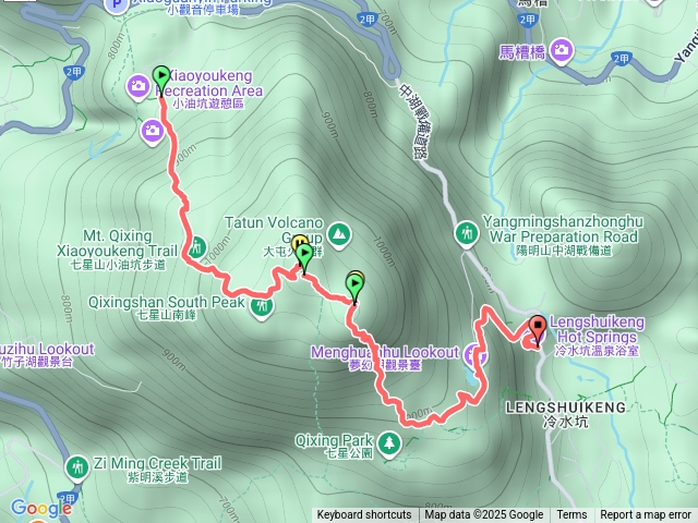 七星山主東到冷水坑路線