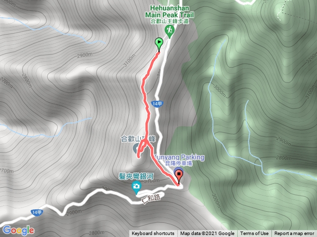 合歡主峰登山口下切南峰