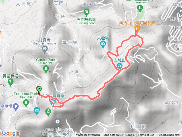 天上山登山口-天上山-五城山-山中湖-太極嶺-五城山-天上山登山口