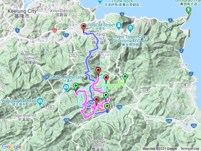 2021.2.1(走回阿嬤的家)古道串行~大華車站~幼坑古道~平湖西、東步道~紙坑古道~后番子坑古道~艋舺崙古道~新路尾古道~三貂嶺車站