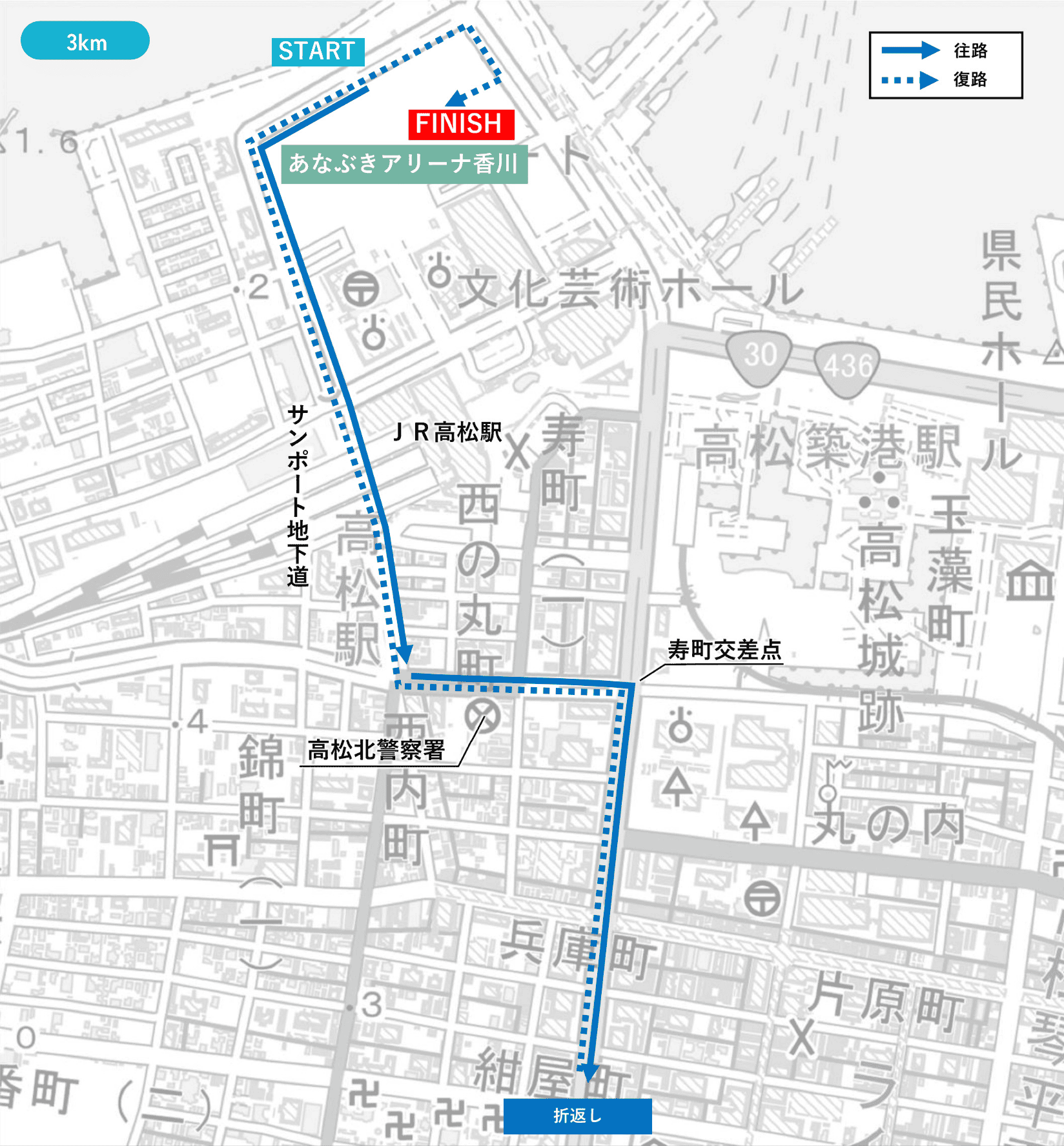 高松歡樂跑3公里路線