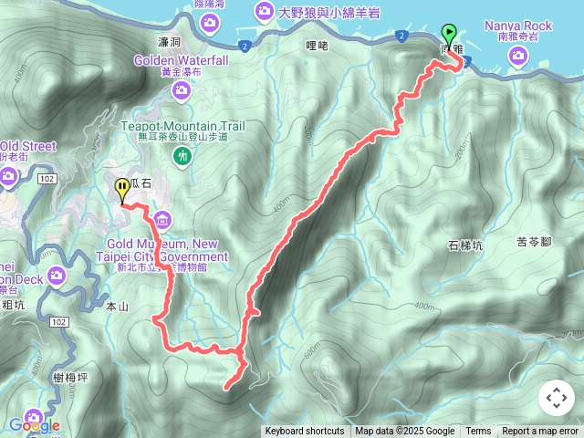 偏硬路線：南子吝全鋸齒稜線半屏山獨立岩體燦光寮山黃金神社黃金博物館