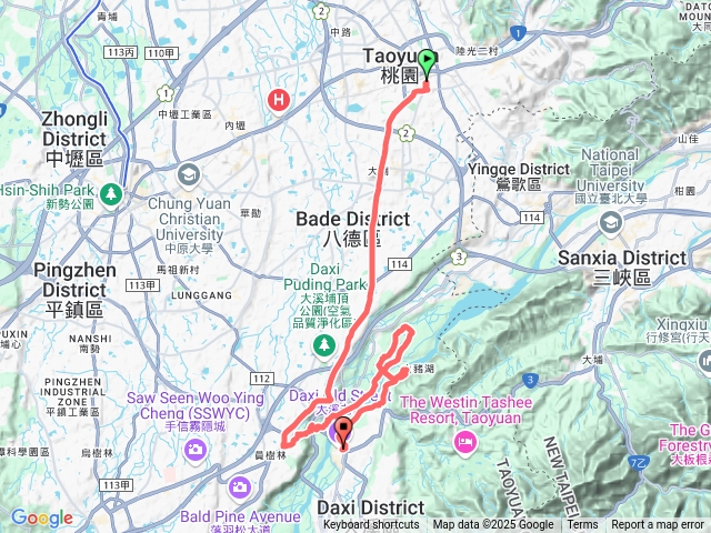 桃園-齋明寺-中庄吊橋-七張福德宮-調整池-山豬湖-落雨松-老街預覽圖